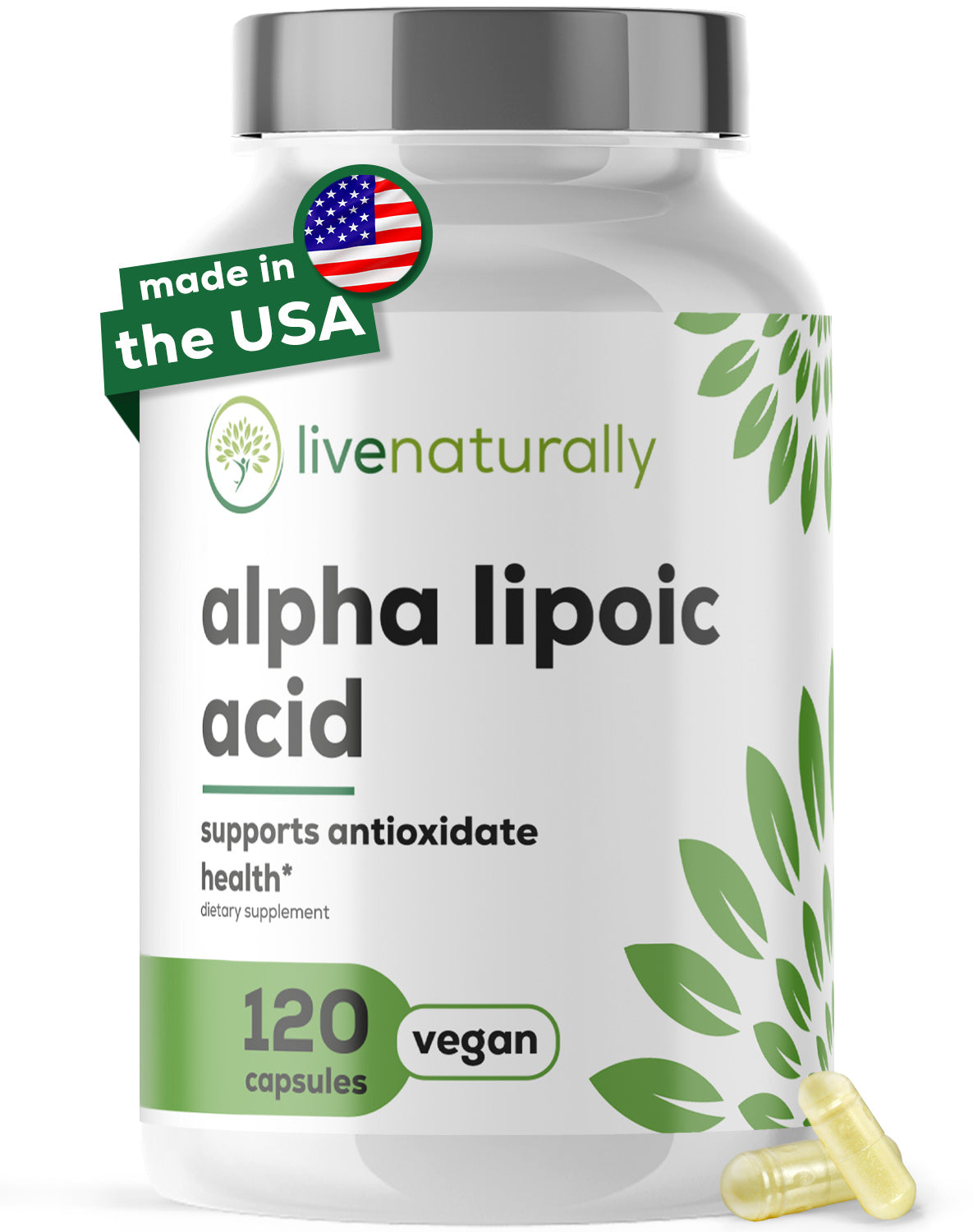 Alpha Lipoic Acid 300mg capsules – vegan antioxidant supplement for nerve and energy support